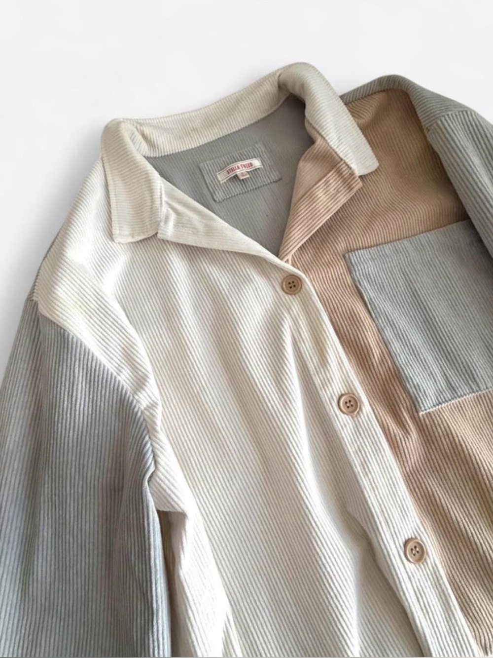 Women’s Corduroy Long Sleeve Button Down jacket Shacket Size M Stella Tweed